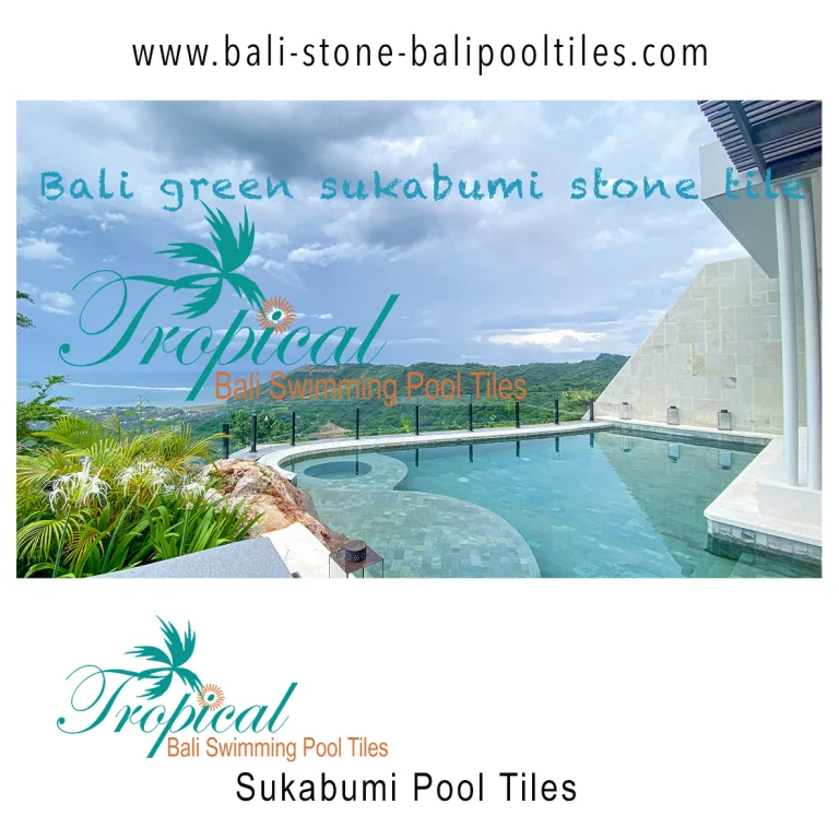 "Bali Green Sukabumi Stone Tiles showcase their natural beauty and elegance."