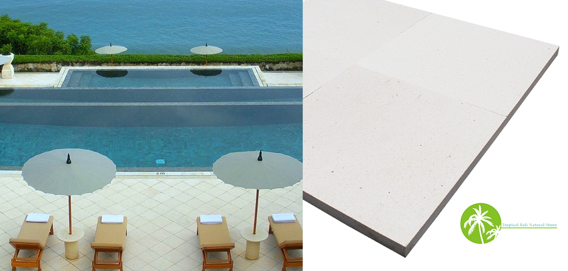 bali white limestone tiles for swimming pool design