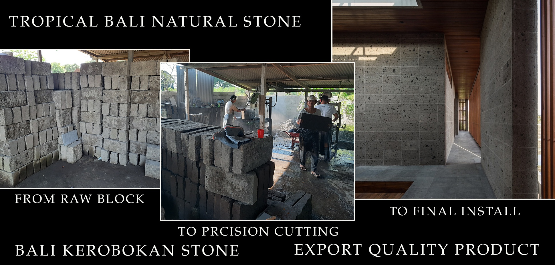 "Detailed craftsmanship evident in Bali Kerobokan stone masonry."